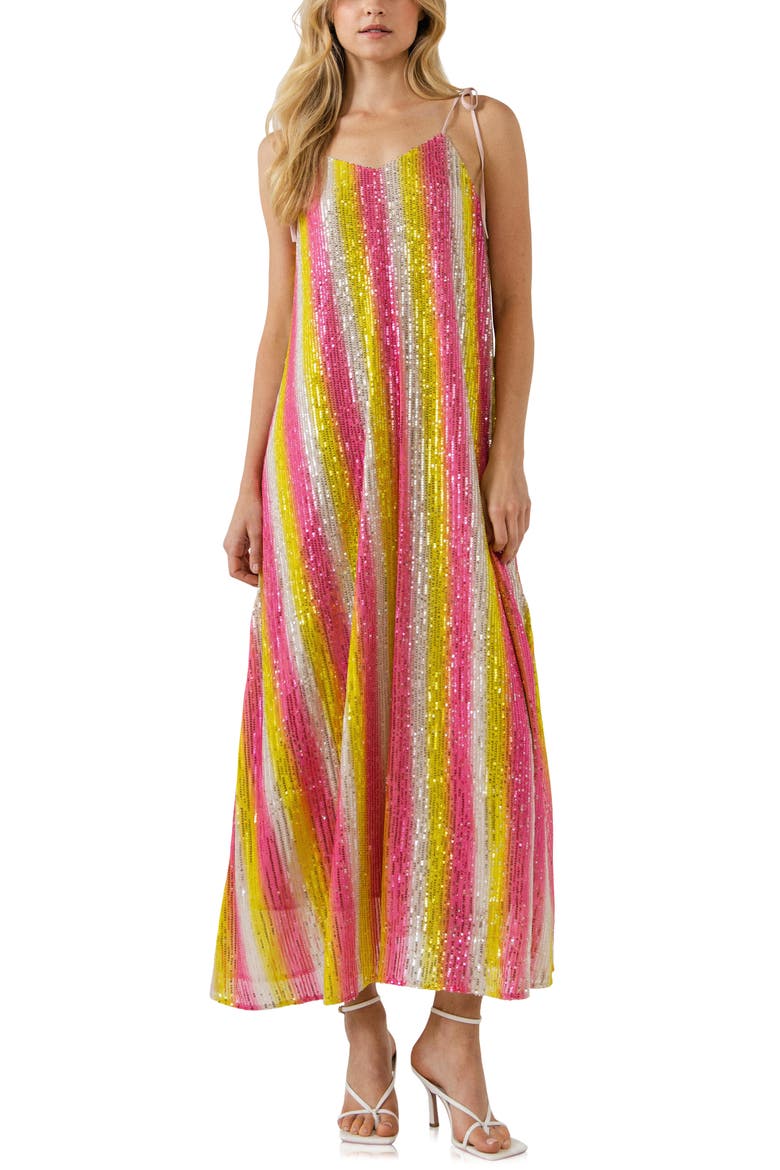 Stripe Sequin Maxi Dress, Main, color, MULTI