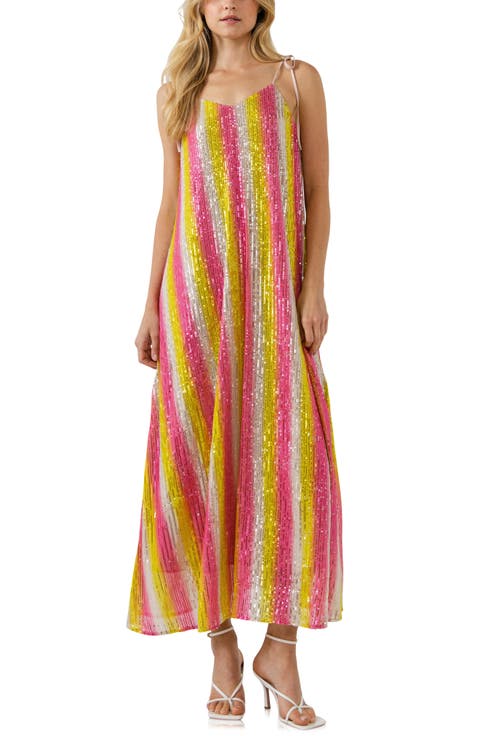 Stripe Sequin Maxi Dress