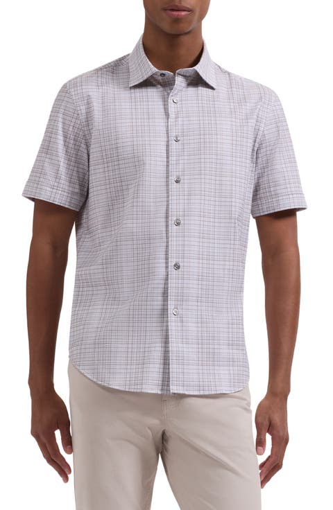 Miles OoohCotton® Shadow Plaid Short Sleeve Button-Up Shirt