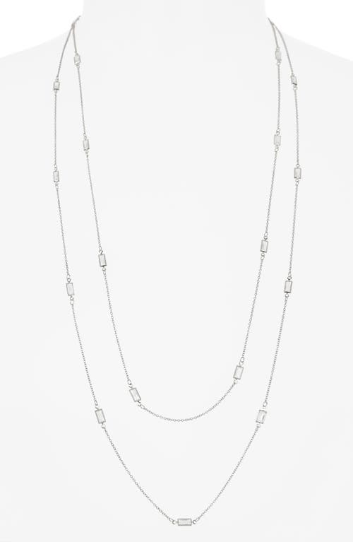 Nordstrom Rack Baguette Cubic Zirconia Station Layered Necklace In Silver