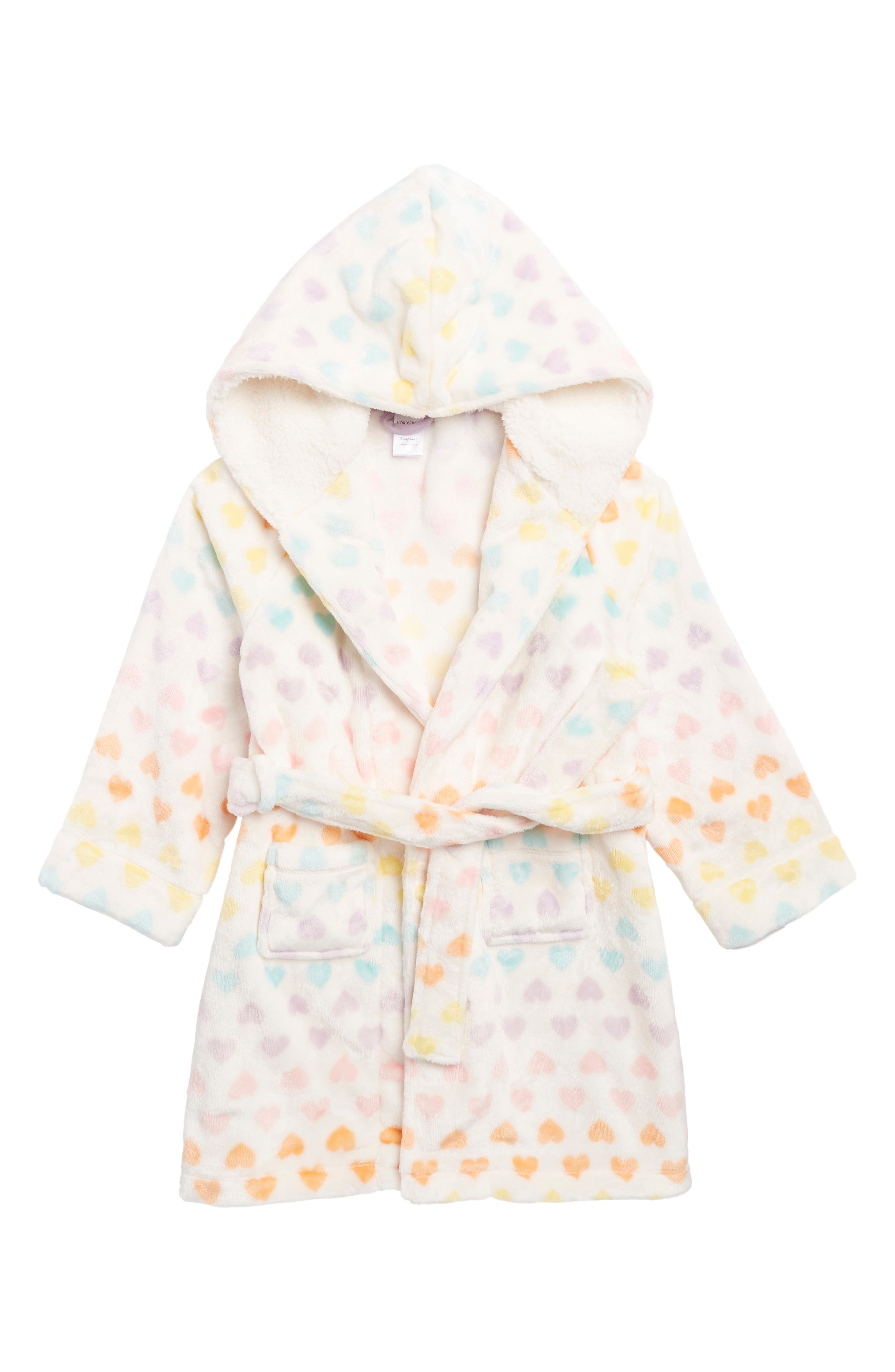 Nordstrom Kids' Print Fleece Hooded Robe