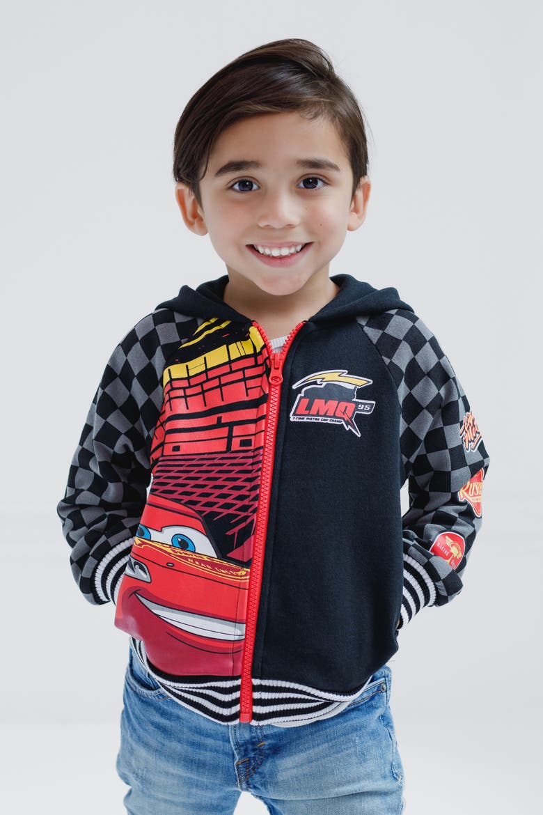 Cars Lightning Mcqueen Fleece Zip-up Hoodie (toddler, Little Kid & Big Kid), Alternate, color, McQueen Black