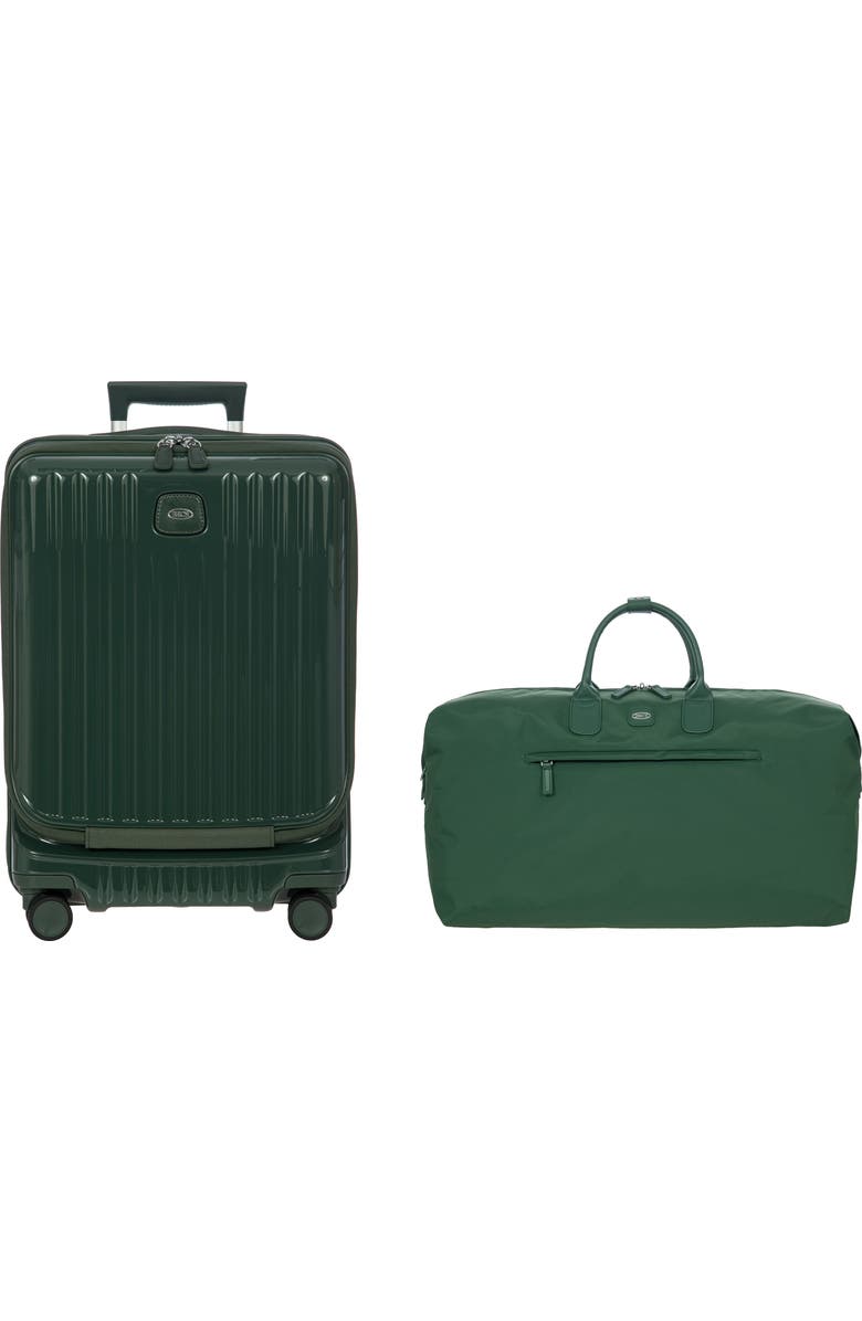 65460 Positano 2 Piece Set 21" Carry On Expandable Spinner w/Pocket & 22" Deluxe Duffle, Main, color, Emerald