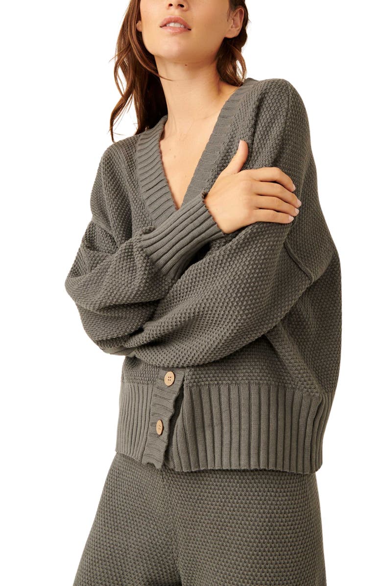 Free People Hailee Waffle Stitch Cardigan & Pants, Alternate, color,