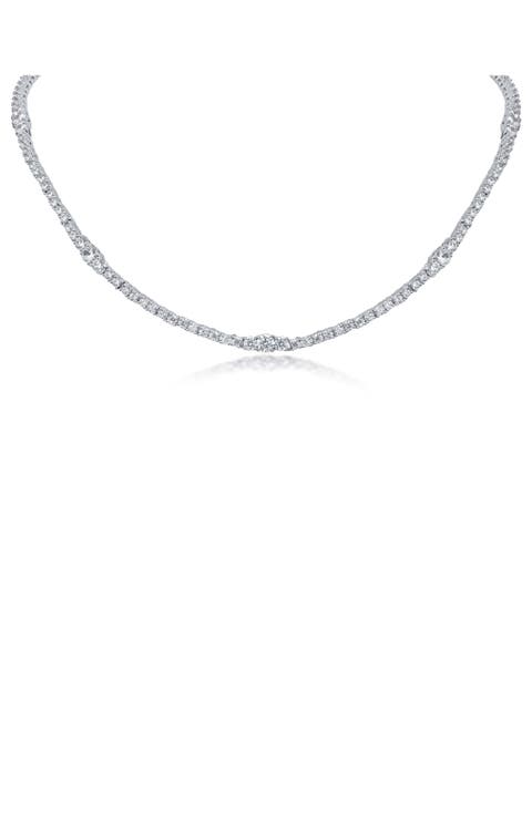 Graduated Cubic Zirconia Tennis Necklace