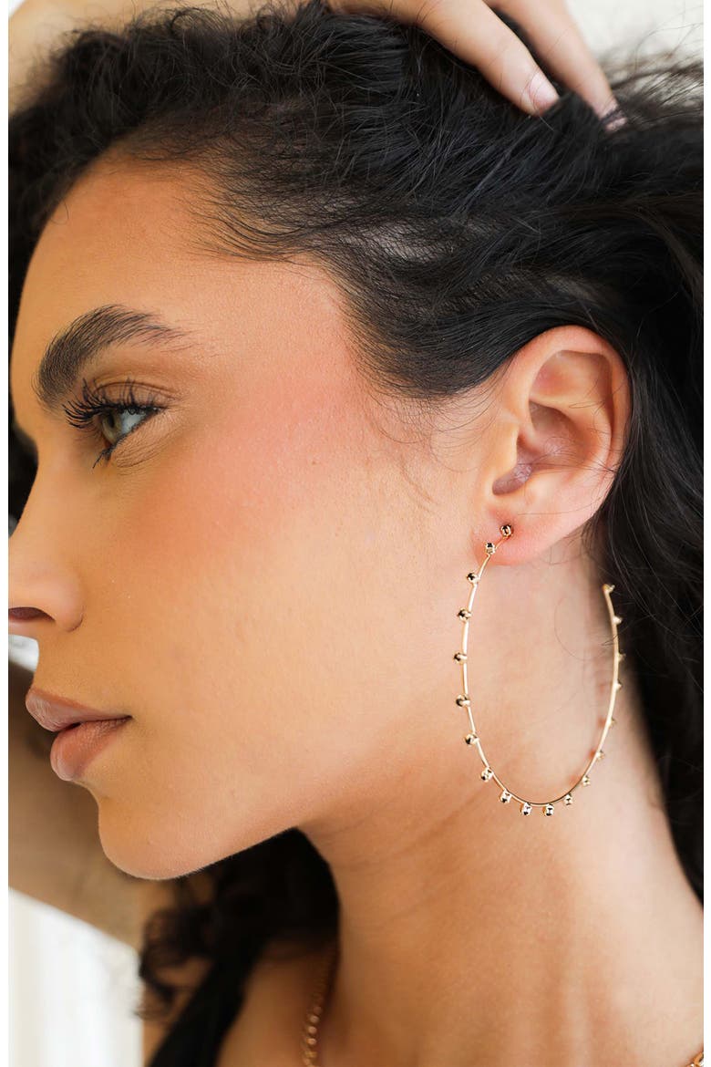 Large Sparkle Hoop Earrings, Alternate, color, BLACK