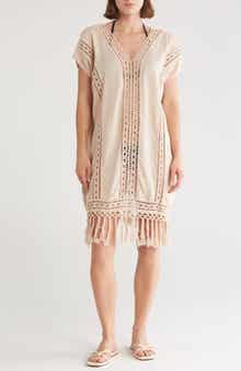 BOHO ME Crochet Fringe Short Dress