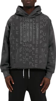 PURPLE BRAND Rhinestone Fleece Hoodie