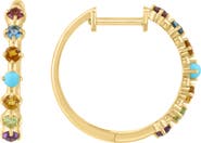 EFFY Gold Plated Sterling Silver Multistone Hoop Earrings