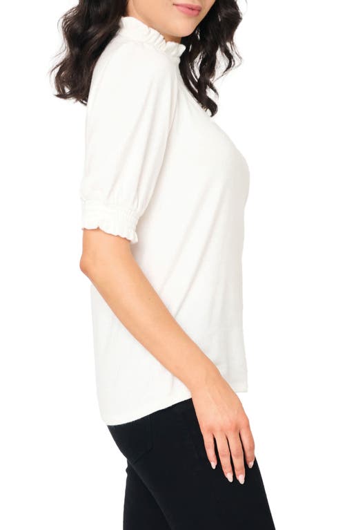 Gibsonlook Ruffle Mock Neck Puff Sleeve Sweater In Ivory
