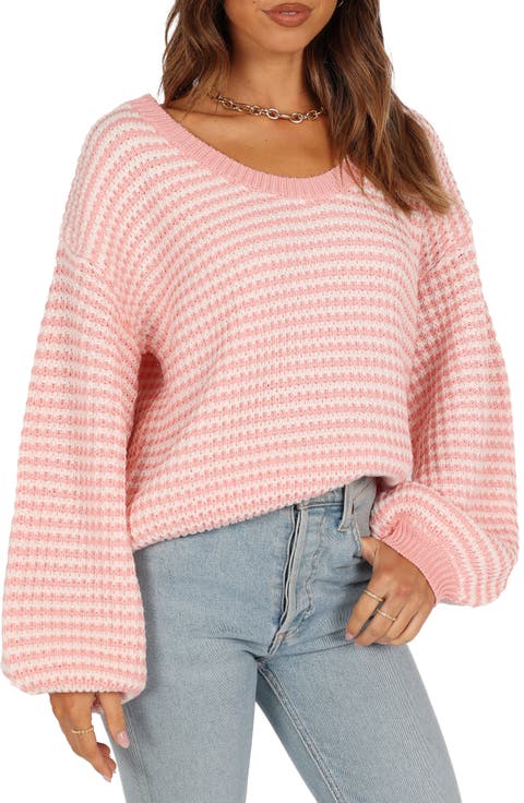 Becca Stripe One-Shoulder Sweater