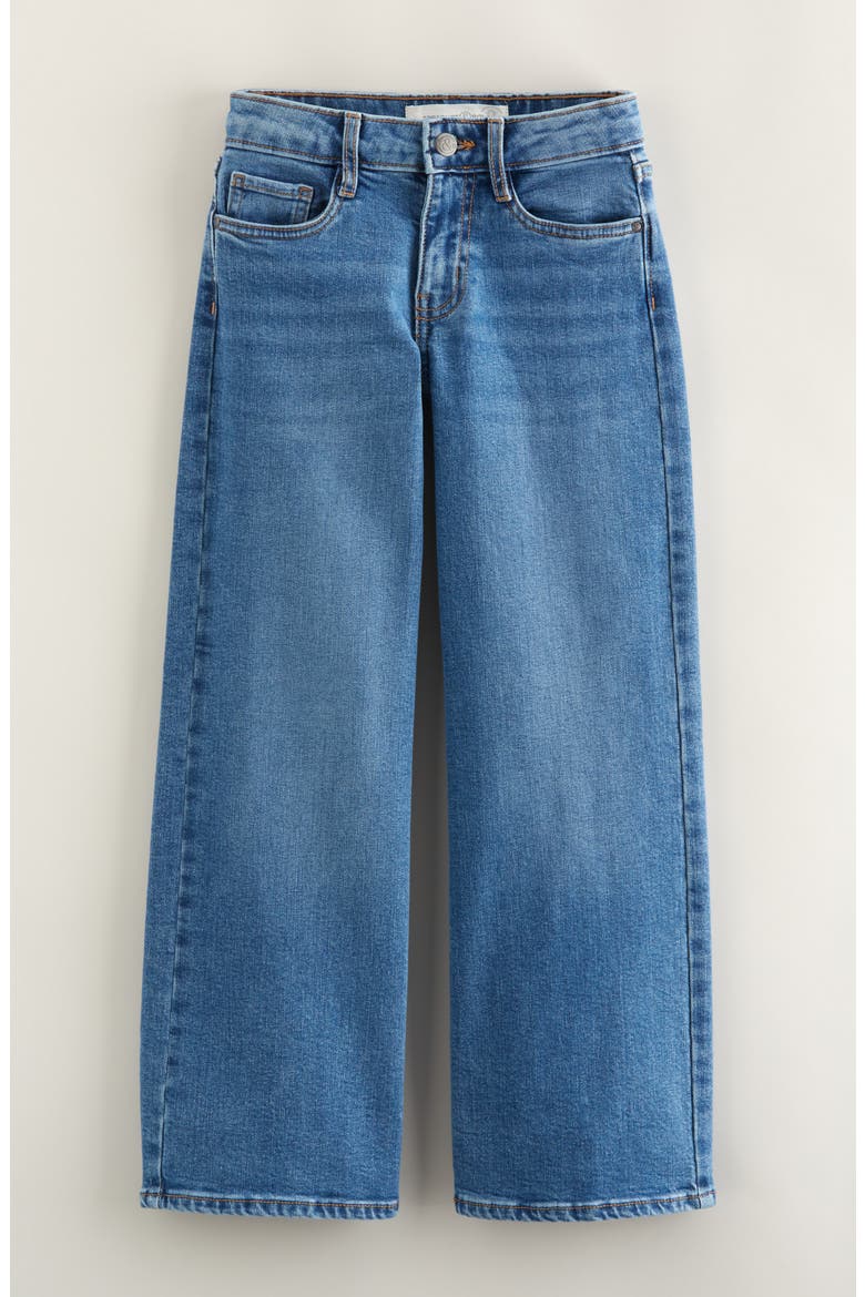 Kids' Stretch Denim Wide Leg Jeans, Main, color, SUN FADED INDIGO WASH