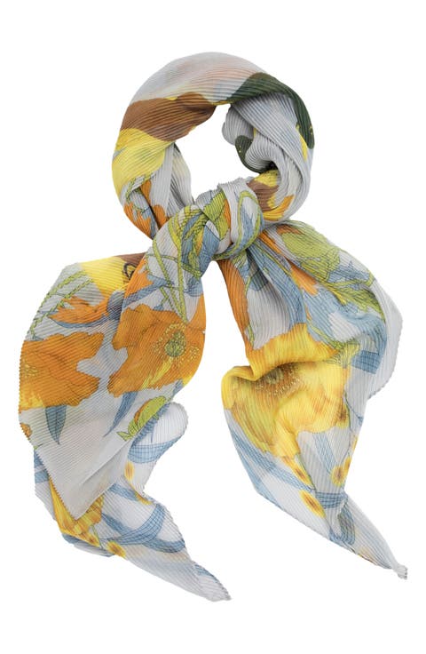 Springtime Pleated Floral Scarf