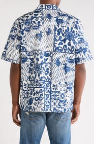 Carhartt Work In Progress Vestige Print Cotton Poplin Bowling Shirt