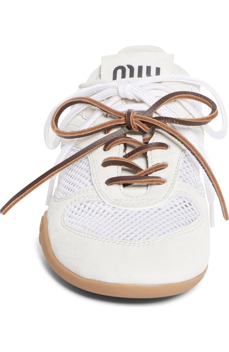 Miu Miu Gymnasium Mixed Media Low Top Sneaker, Alternate, color, Bianco
