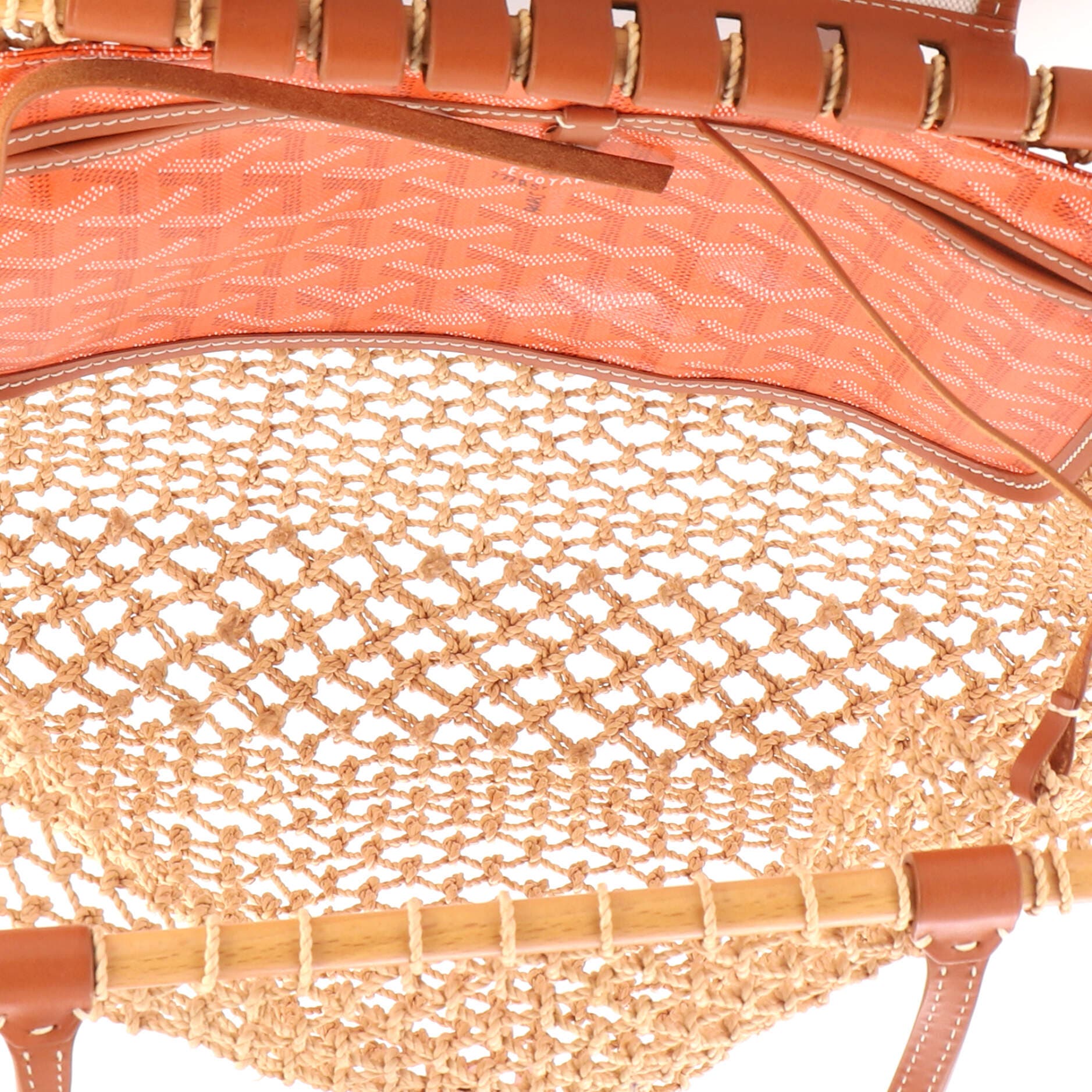 Aligre Bag Raffia Net with Coated Canvas, Alternate, color, Orange