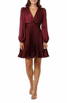 Adelyn Rae Pleated Long Sleeve Minidress