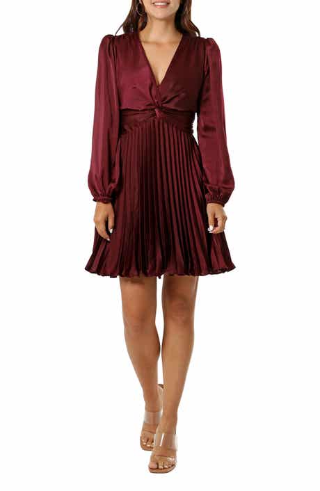 Adelyn Rae Pleated Long Sleeve Minidress