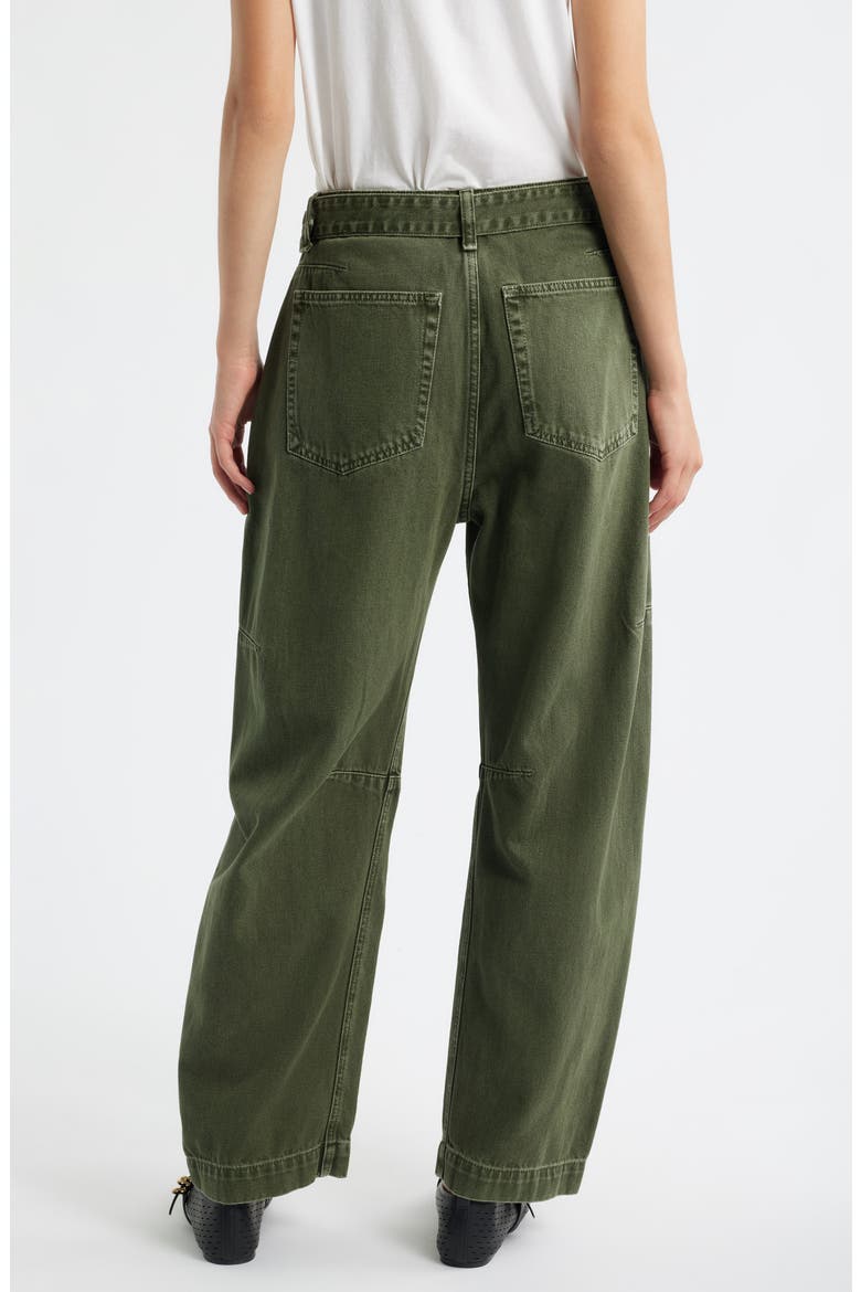 Charlie Belted Super High Waist Ankle Barrel Jeans, Alternate, color, DARK OLIVE STONE