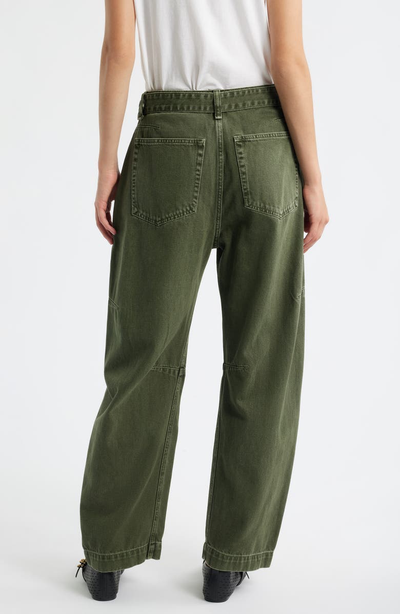rag & bone Charlie Belted Super High Waist Ankle Barrel Jeans, Alternate, color, Dark Olive Stone