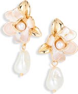 Nordstrom Floral Faux Pearl Drop Earrings