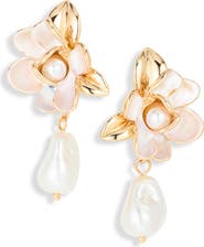 Nordstrom Floral Faux Pearl Drop Earrings