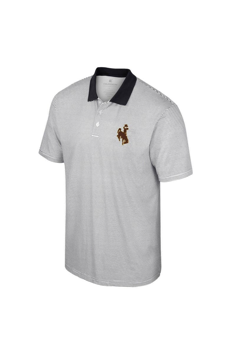COLOSSEUM Men's Colosseum White Wyoming Cowboys Print Stripe Polo, Alternate, color, White