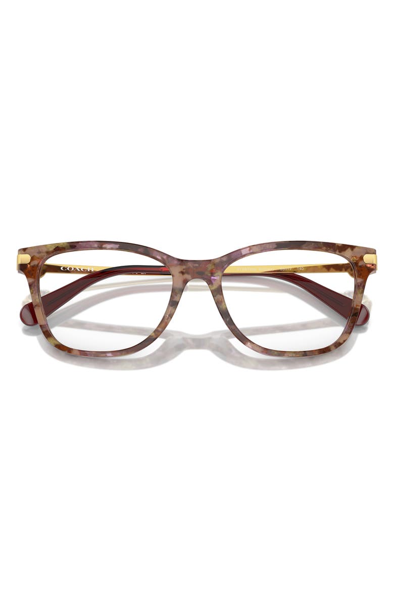 COACH 49mm Rectangular Optical Glasses, Alternate, color, Petal Tortoise / Demo Lens