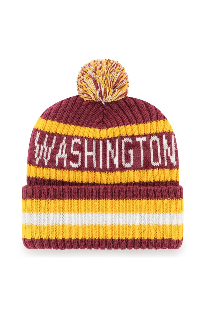 Men's '47  Burgundy Washington Commanders Bering Cuffed Knit Hat with Pom, Alternate, color, Burgundy