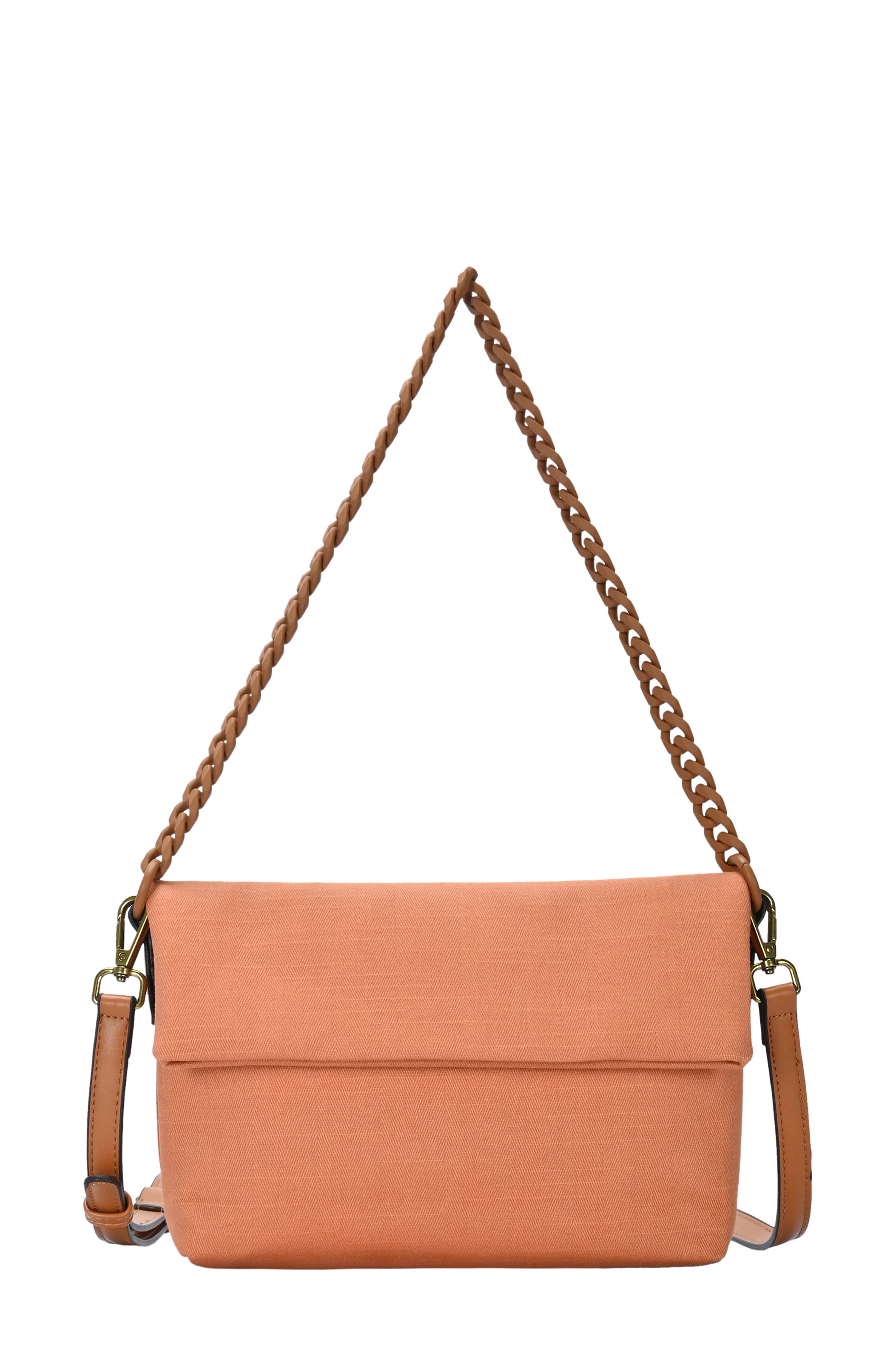 Cotton Canvas Flap Shoulder Bag, Main, color, ORANGE