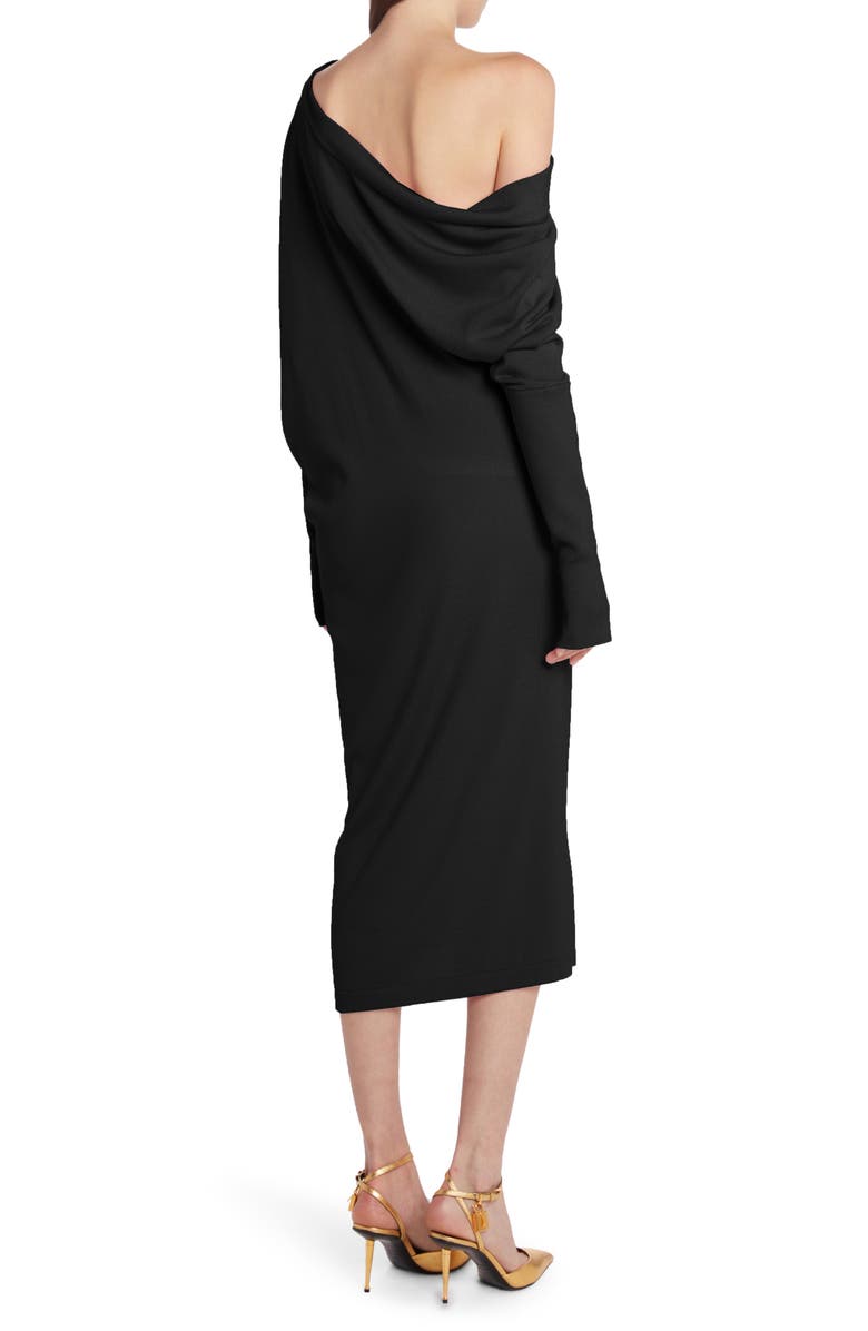 TOM FORD One-Shoulder Long Sleeve Cashmere & Silk Midi Sweater Dress, Alternate, color,