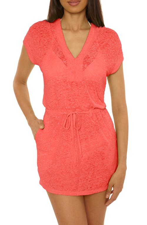 Becca Beach Date Hooded Cover-up Dress In Red