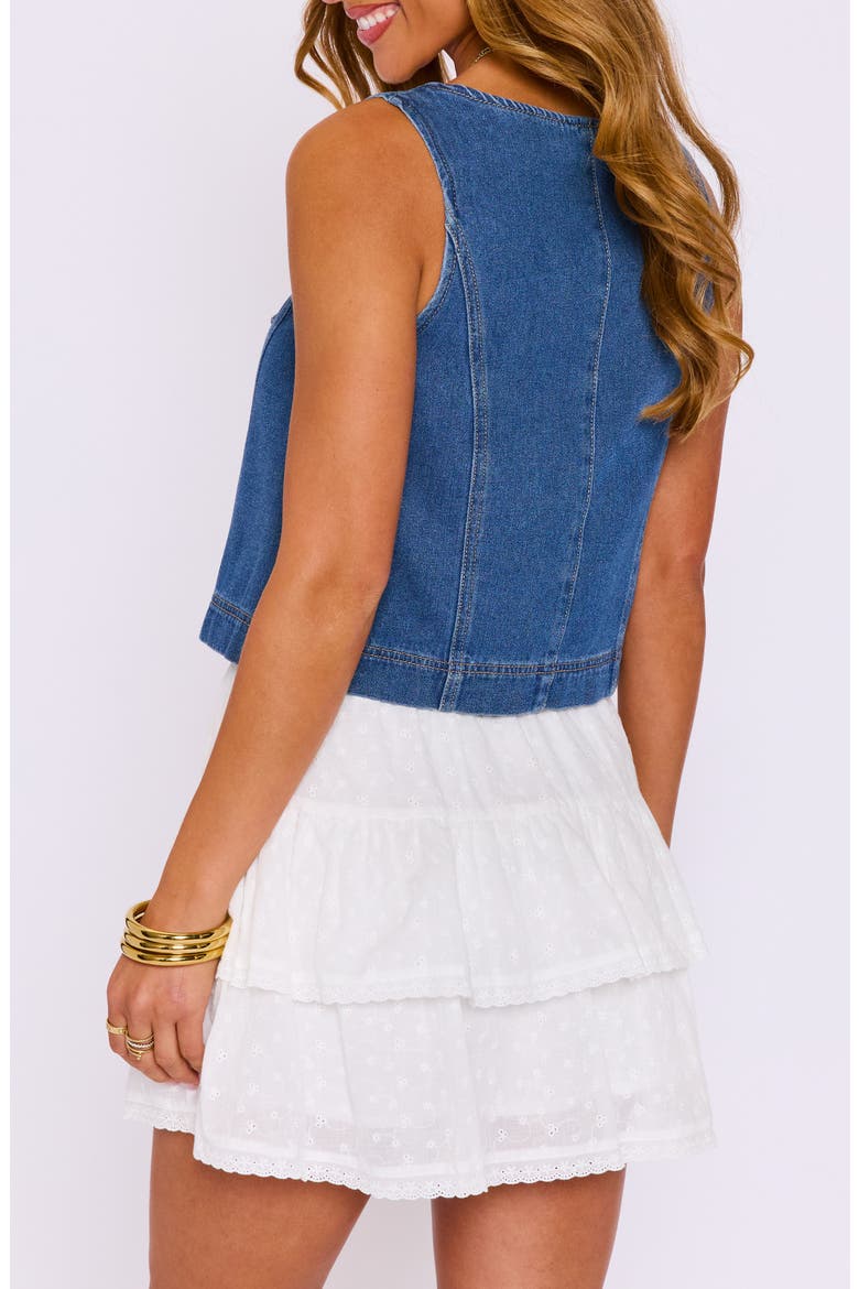 Mari Tie Front Denim Top, Alternate, color, MEDIUM WASH