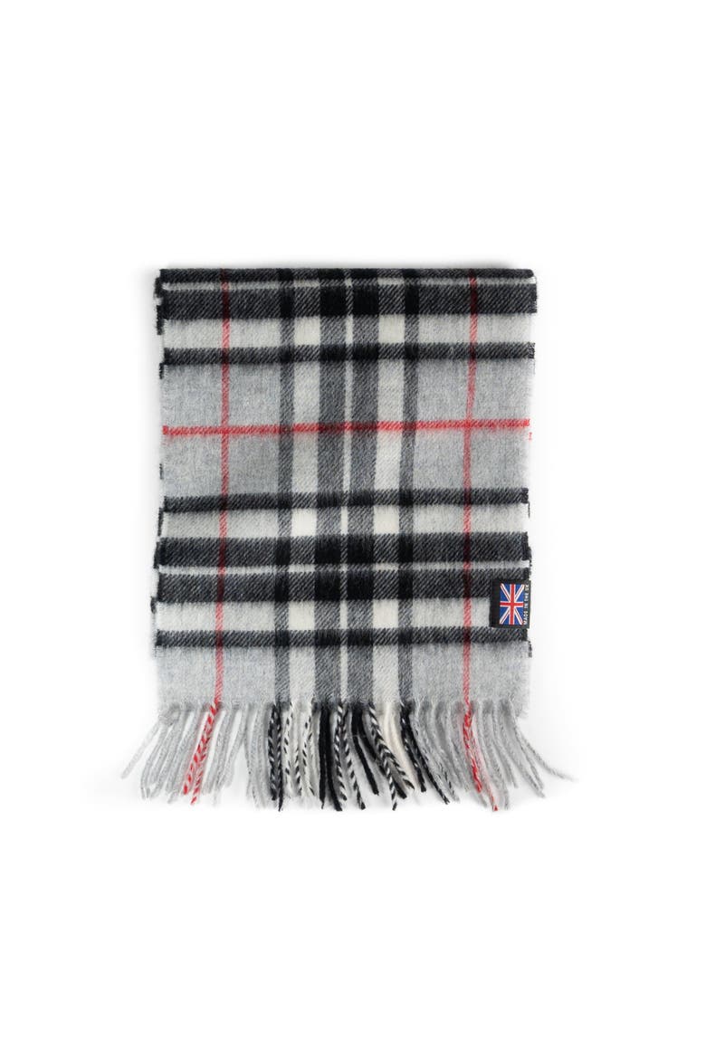 Merino Lambswool Tartan Scarf, Alternate, color, Grey Thompson