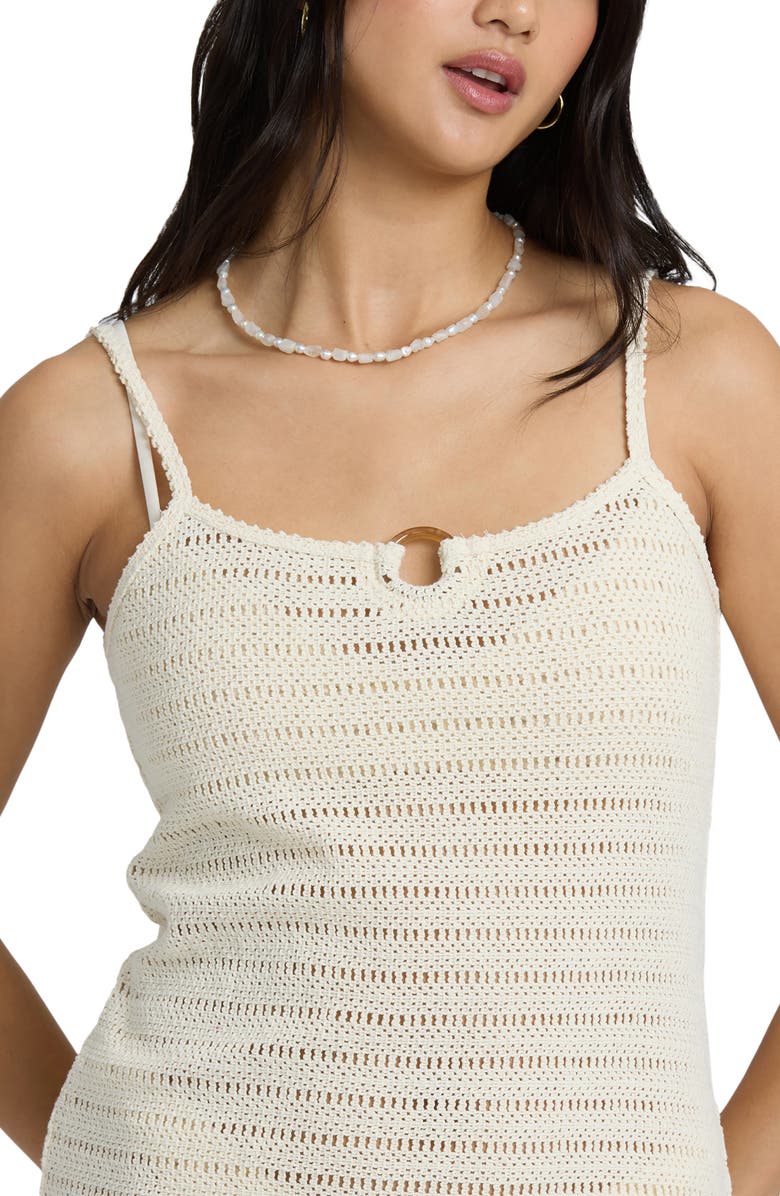 Billabong Kora Semisheer Cotton Blend Knit Cover-Up Minidress, Alternate, color, White Cap