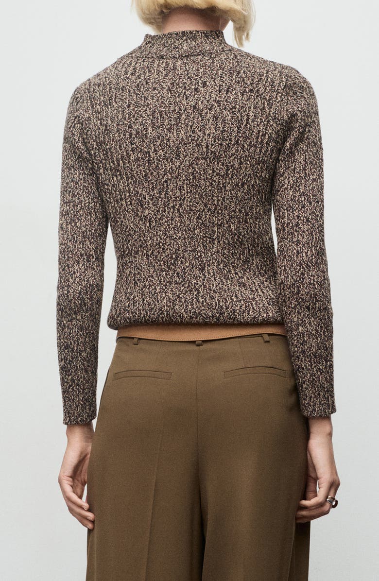 MANGO Speckled Perkins Cotton Blend Sweater, Alternate, color, Chocolate