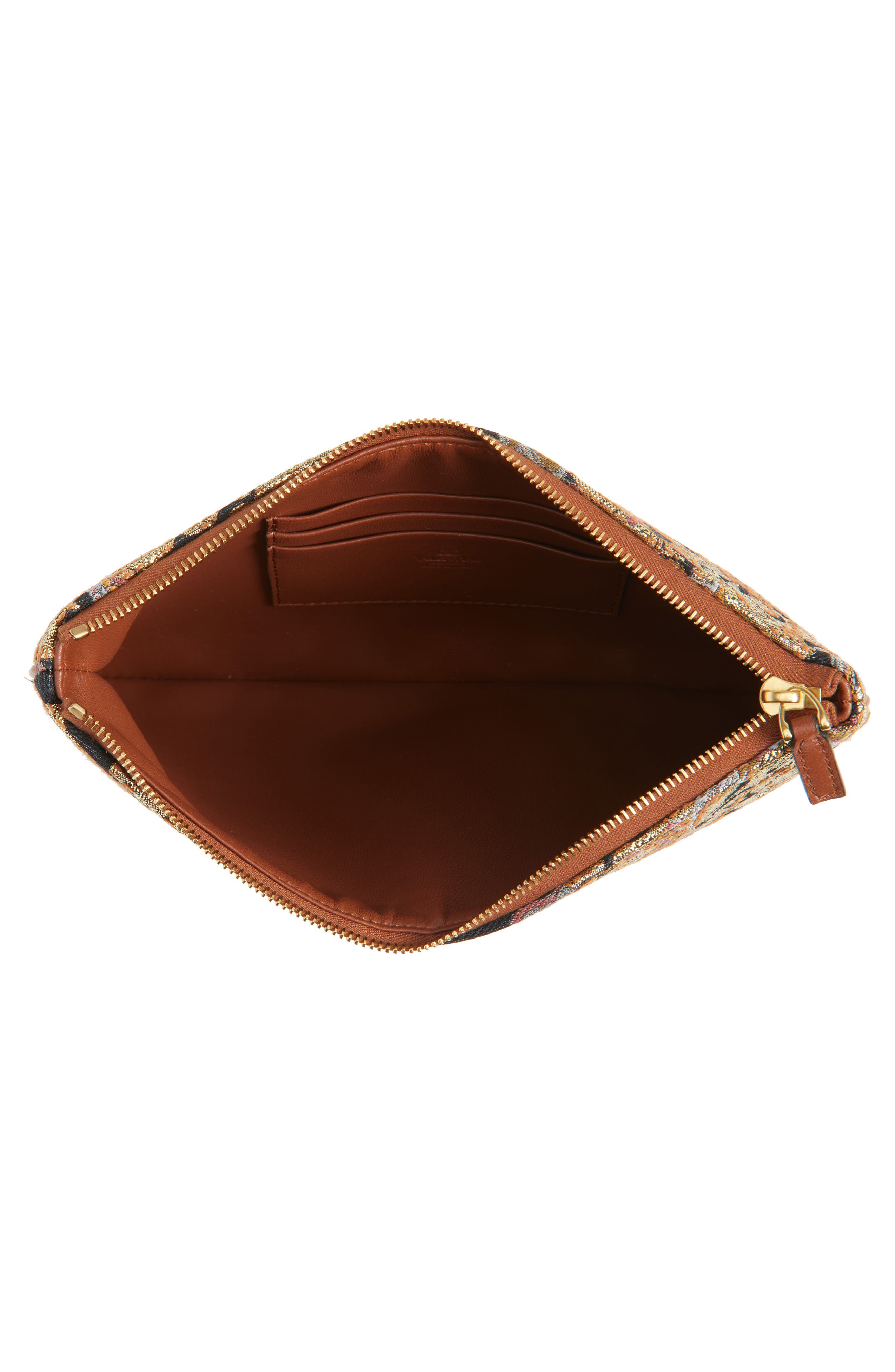 Valentino Garavani VLOGO Floral Jacquard Zip Pouch, Alternate, color, 