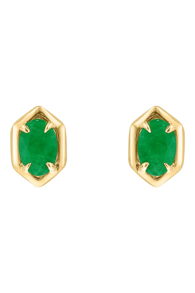 Oval Emerald Stud Earrings, Alternate, color, GREEN