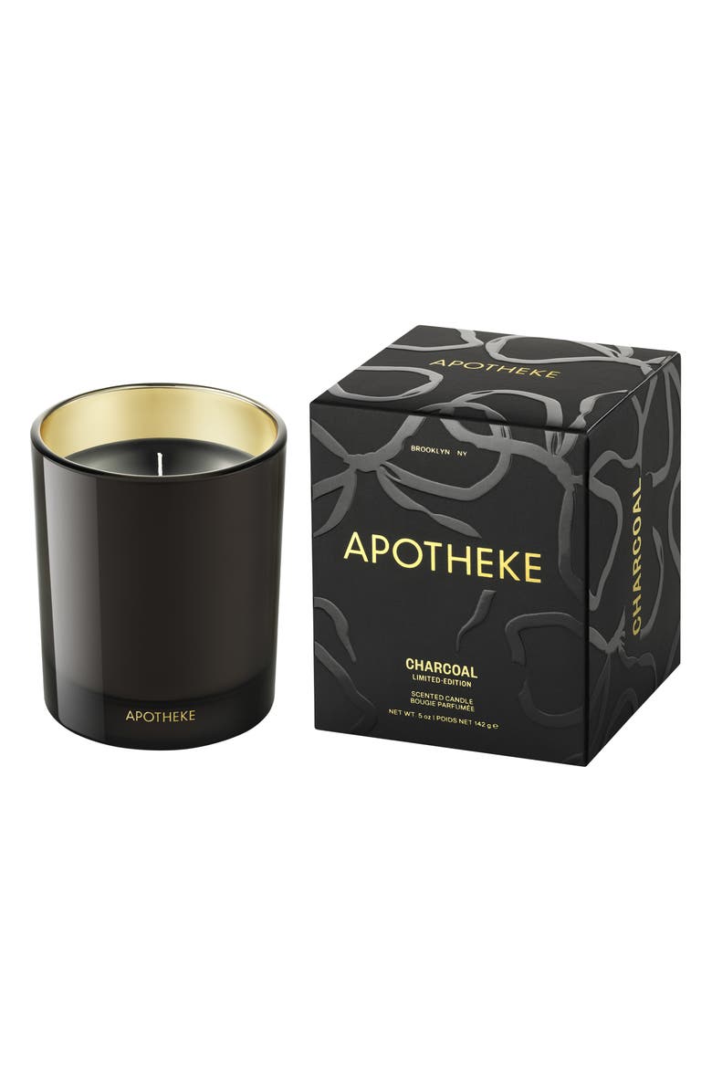 APOTHEKE Charcoal Petite Scented Candle, Main, color, Black