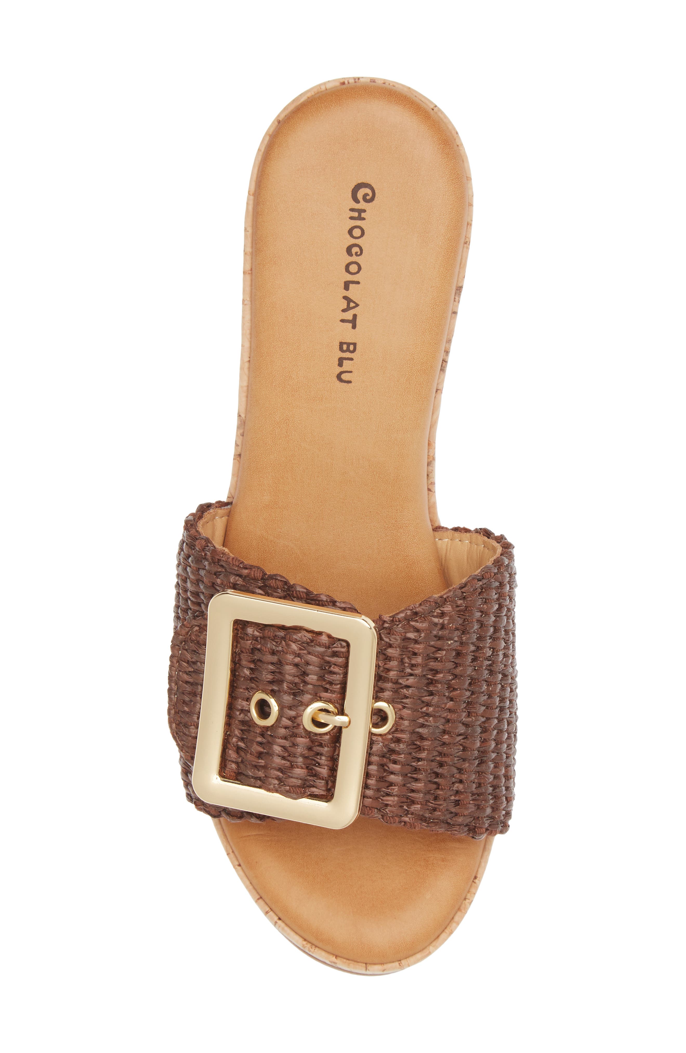 Chocolat Blu Gani Platform Slide Sandal, Alternate, color, Brown Raffia