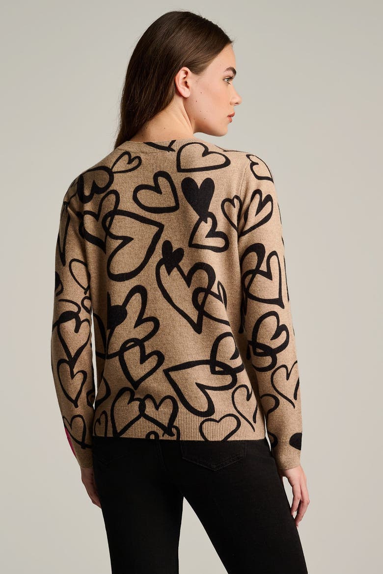 Love Cashmere Heart Sweater, Alternate, color, Biscuit