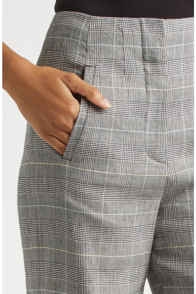 Jude High Waist Wide Leg Glen Plaid Pants, Alternate, color, BLACK MULTI