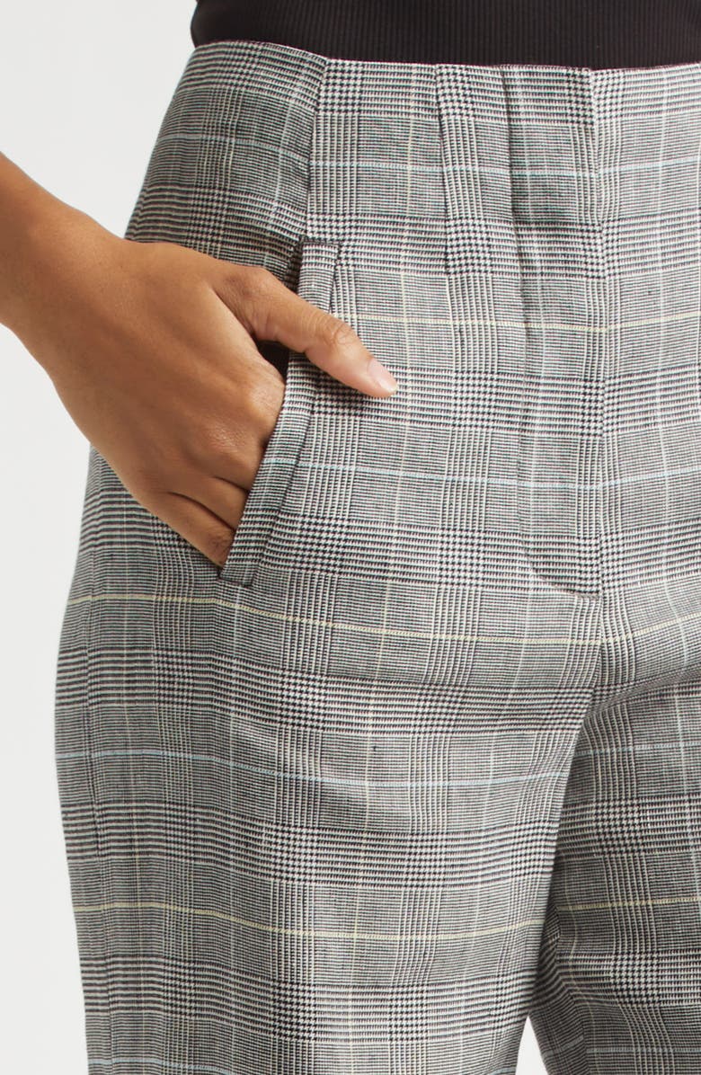 Veronica Beard Jude High Waist Wide Leg Glen Plaid Pants, Alternate, color, Black Multi