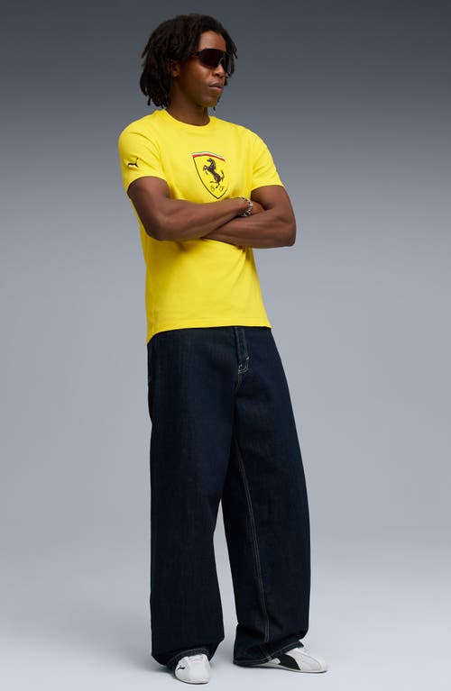 Puma X Ferrari Sportswear Cotton Graphic T-shirt In Yellow