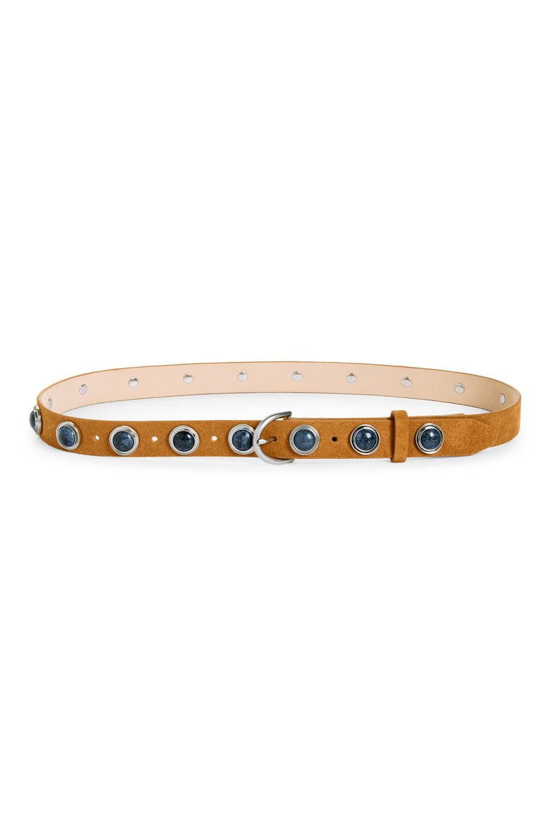 Celia Studded Stone Leather Belt, Main, color, BRONZE