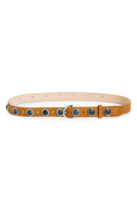 Celia Studded Stone Leather Belt