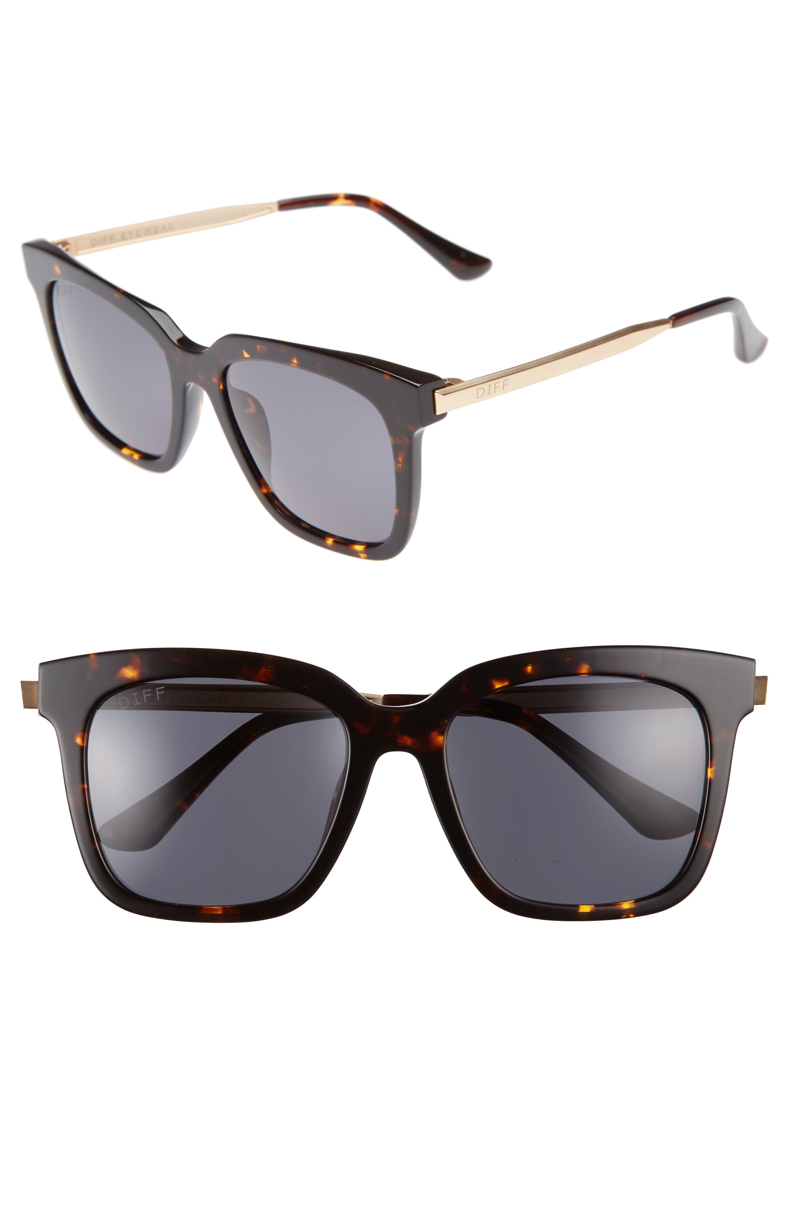 DIFF Bella 52mm Polarized Sunglasses in Tortoise/Grey 