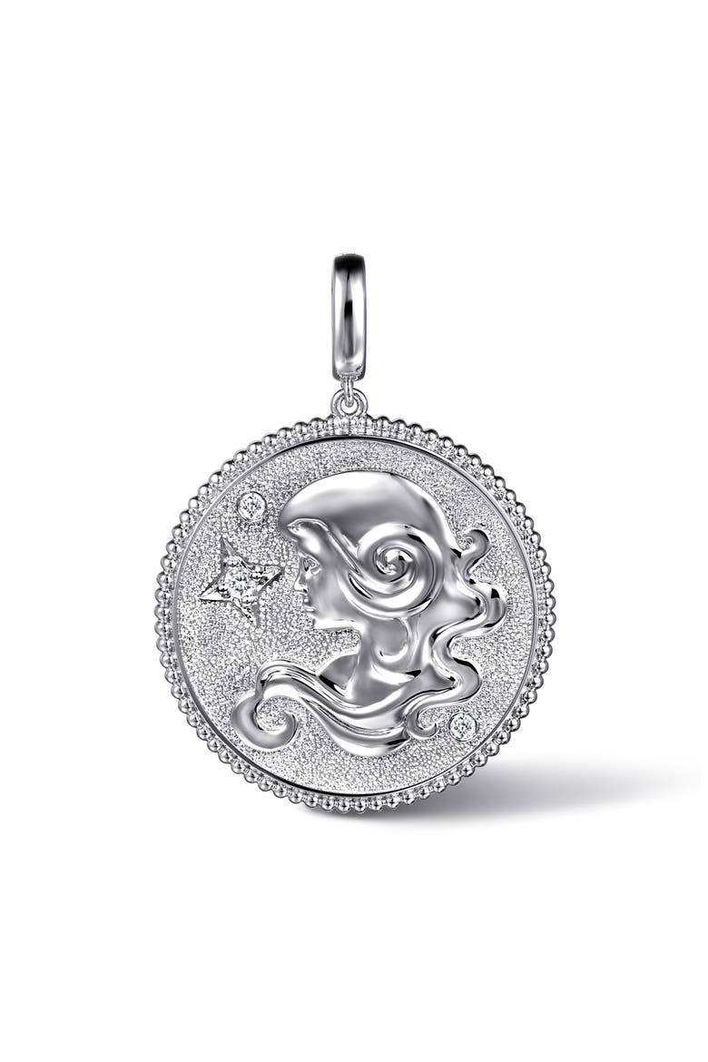 Bujukan Zodiac Sterling Silver & White Sapphire Medallion, Main, color, STERLING SILVER