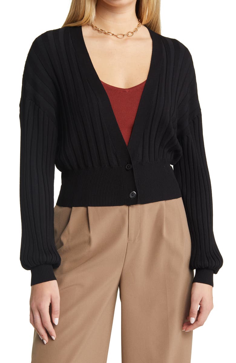 Halogen<sup>®</sup> Ribbed Cotton Cardigan, Main, color, 
