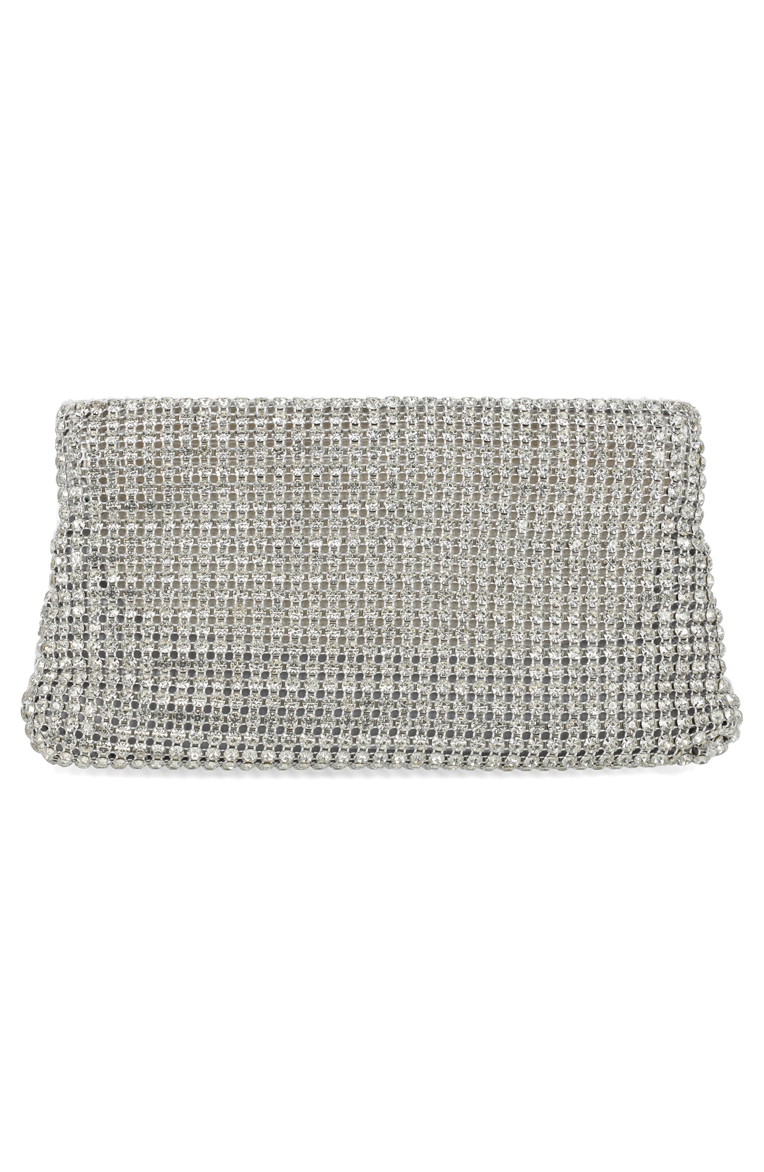 Jessica McClintock Bianca Bow Clutch, Alternate, color, Silver